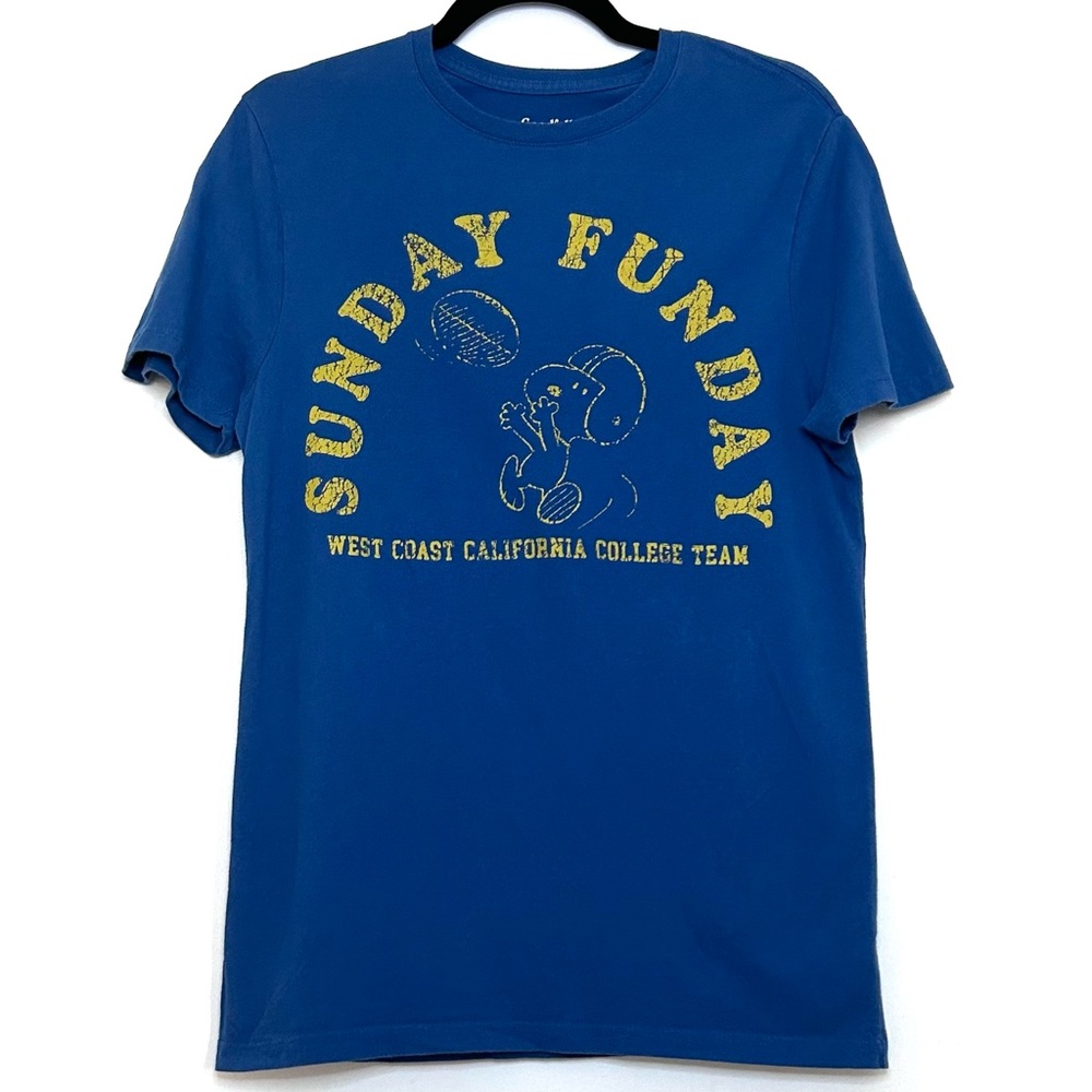 Men’s Blue Goodfellow & Co. Peanuts Graphic Football T-Shirt, Size S